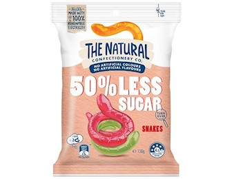 The Natural Confectionery Co50% LOW SUGER SNAKES F/PK 130G