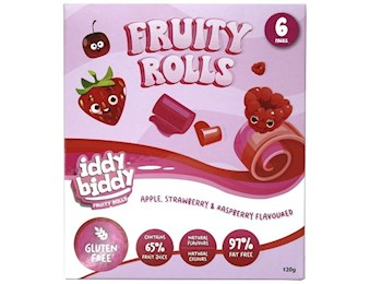 IDDY BIDDY FRUIT ROLL STRAWBERRY &RASPBERRY 120GX6