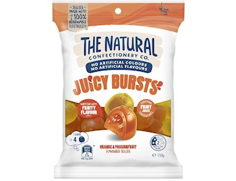 The Natural Confectionery Co JUICY BURSTS ORANGE&PASSIONFRUIT 150G