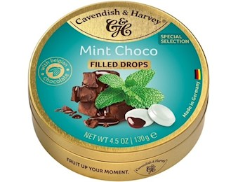CAVENDISH AND HARVEY MINT CHOCO DROPS TIN 130G 