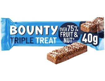 MARS BOUNTY TRIPLE TREAT FRUIT &NUT CHOCOLATE 40G X182