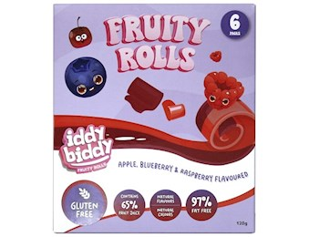 IDDY BIDDY FRUIT ROLL BLUEBERRY &RASPBERRY 120GX6