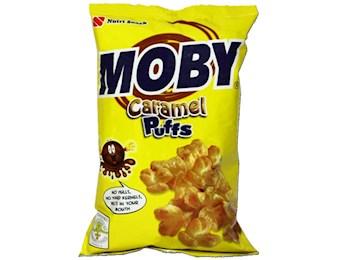 MOBY CRUNCHY SNACK CARAMEL PUFFS 90G X25