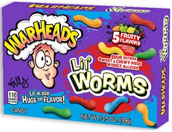 WARHEADS LIL WORMS CANDY THEATER BOX 99G