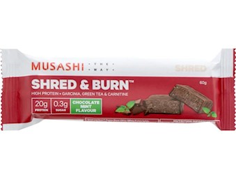 MUSASHI SHRED BURN CHOCOLATE MINT BAR 60G