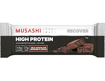 MUSASHI HIGH PROTEIN MILK CHOCOLATE BROWNIE 90G
