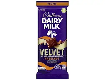 CAD DAIRYMILK VELVET HAZELNUT BLK 150GX19