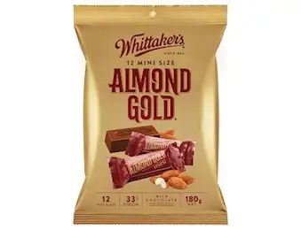 WHITTAKERS ALMOND GOLD MINI SLABS 18OG