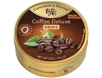 CAVENDISH AND HARVEYCOFFEE DELUXE DROPS TIN 175GX9