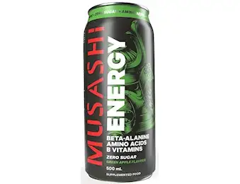 MUSASHI ENERGY GREEN APPLE SF CAN 500ML