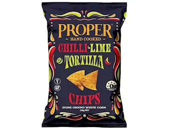 PROPER CHILLI/ LIME TROTILLA CHIPS 150G