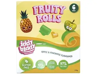 IDDY BIDDY FRUIT ROLL PINEAPPLE &GREEN APPLE 120GX6