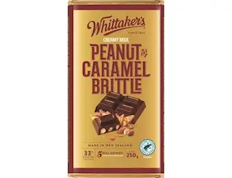 WHITTAKER PEANUT CARAMEL BRITTLE BLOCK 250G