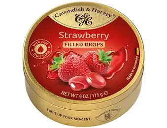 CAVENDISH AND HARVEY FILLED STRAWBERRY DROPS TIN 175G