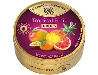 CAVENDISH AND HARVEY FILLED TROPICAL DROPS TIN 175G X9