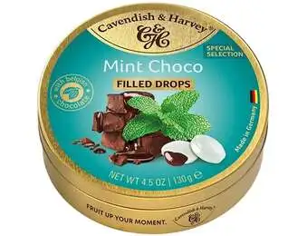CAVENDISH AND HARVEY MINT CHOCO DROPS 130G X10