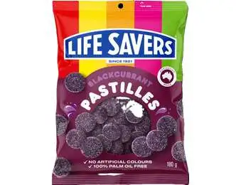 LIFE SAVERS BLACKCURRANT PASTILLES 180G X12