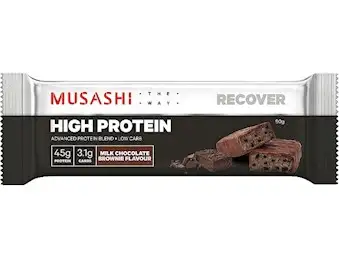 MUSASHI HIGH PROTEIN MILK CHOCOLATE BROWNIE 90G